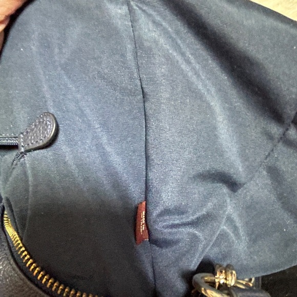 Navy blue pebbled leather blue hobo shoulder bag - Picture 8 of 11